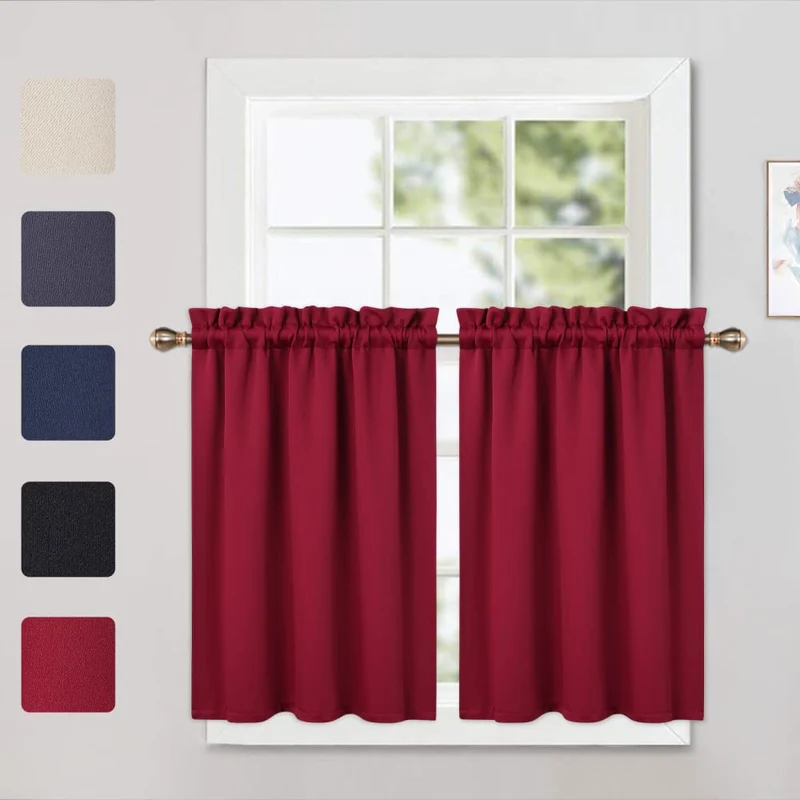 Tende oscuranti Garvee, 2 pezzi, per finestre, soggiorno, cucina, camera da letto, termoisolanti, rosse, 26 x 30 pollici