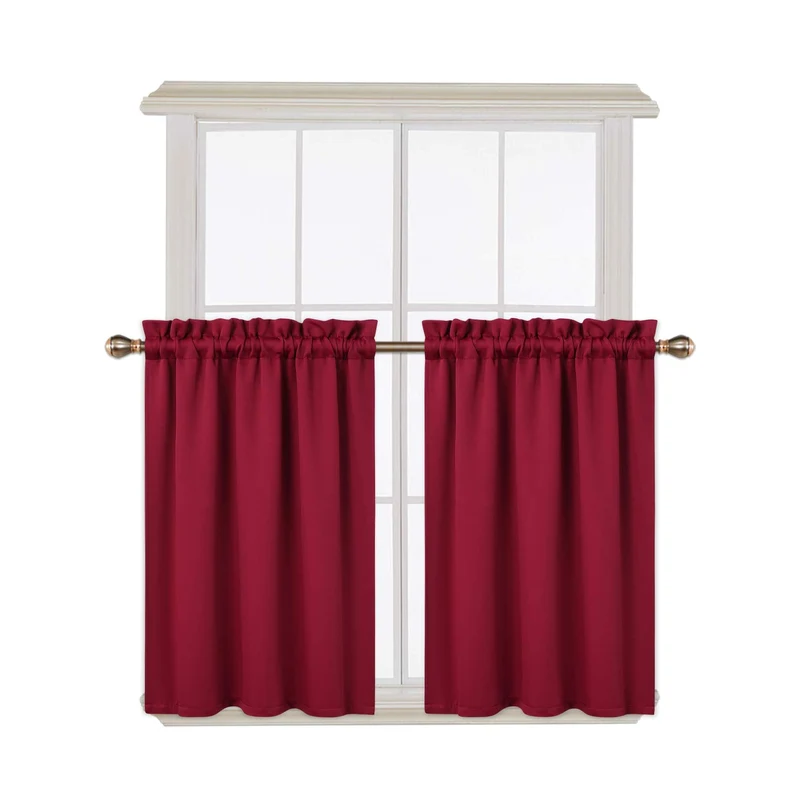 Tende oscuranti Garvee, 2 pezzi, per finestre, soggiorno, cucina, camera da letto, termoisolanti, rosse, 26 x 30 pollici
