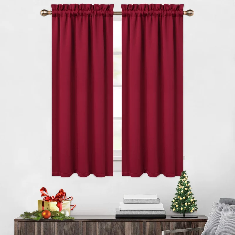 Tende oscuranti Garvee, 2 pezzi, 26x45 pollici, rosse, per soggiorno, cucina, camera da letto, termoisolanti
