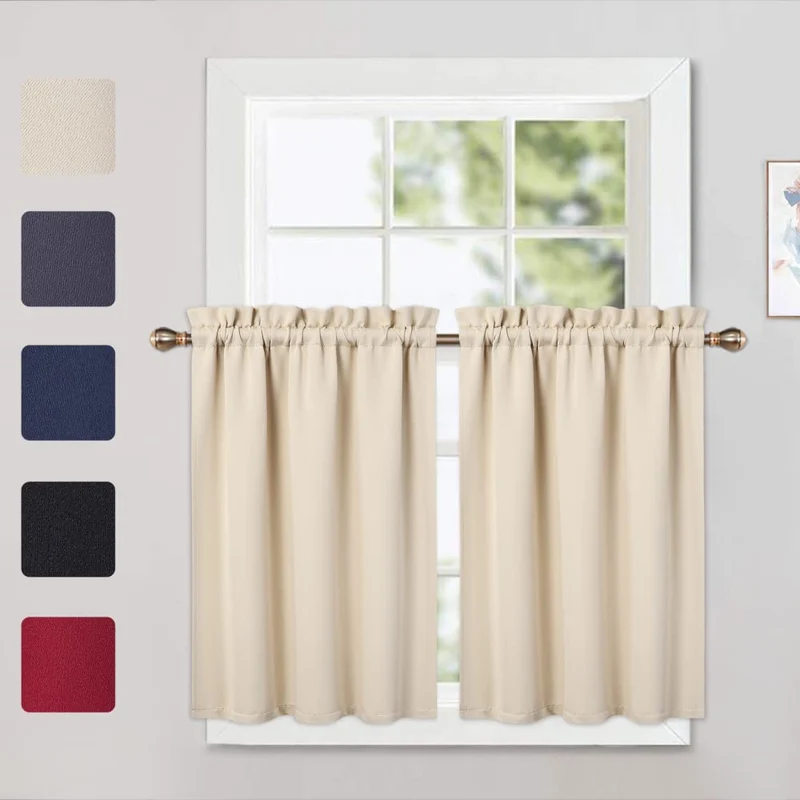 Tende oscuranti Garvee, 2 pezzi, per finestre, soggiorno, cucina, camera da letto, beige, 26x24 pollici