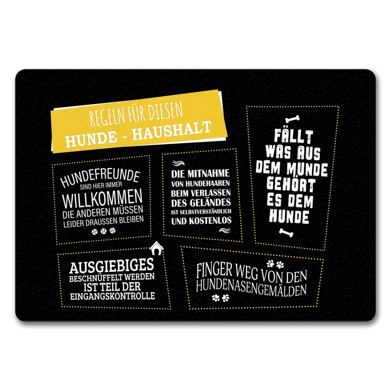 Regeln für diesen Hunde-Haushalt Fußmatte