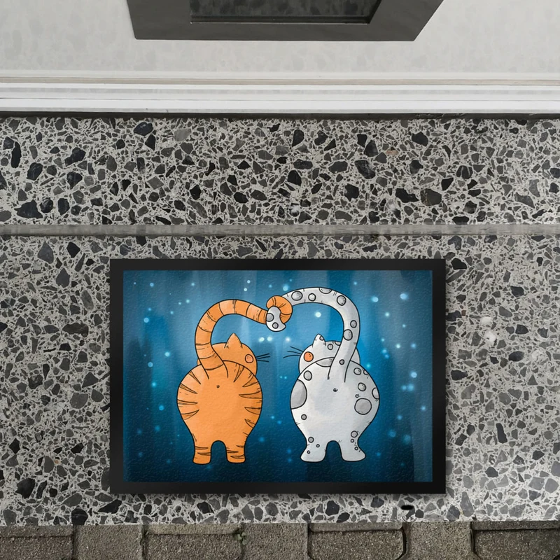 Katzen Fußmatte Katze Kater Freundschaft Liebe Zuhause Haustüre Wohnung in verschiedenen Farben