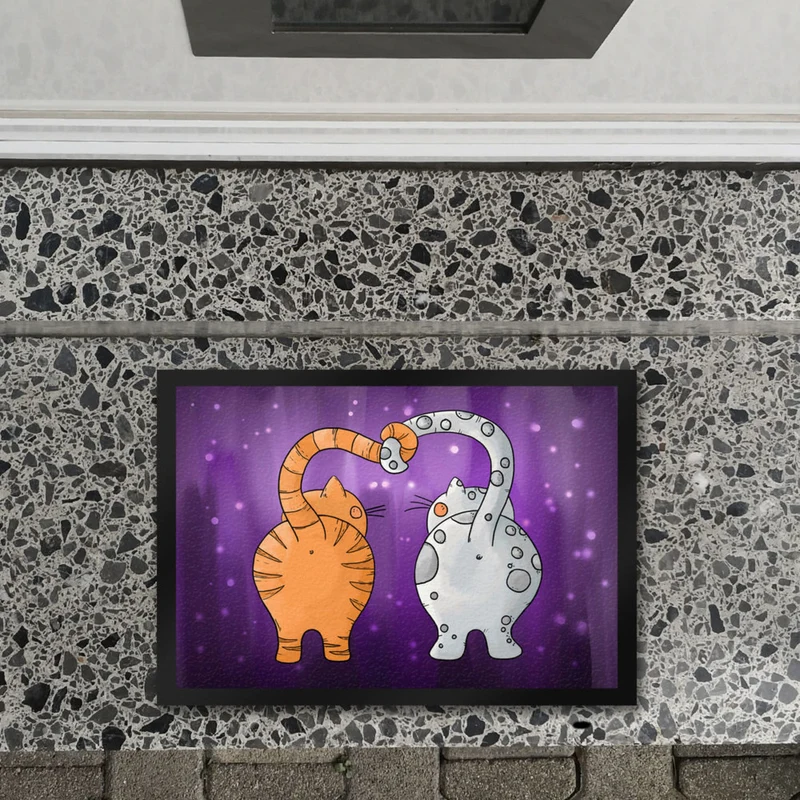 Katzen Fußmatte Katze Kater Freundschaft Liebe Zuhause Haustüre Wohnung in verschiedenen Farben