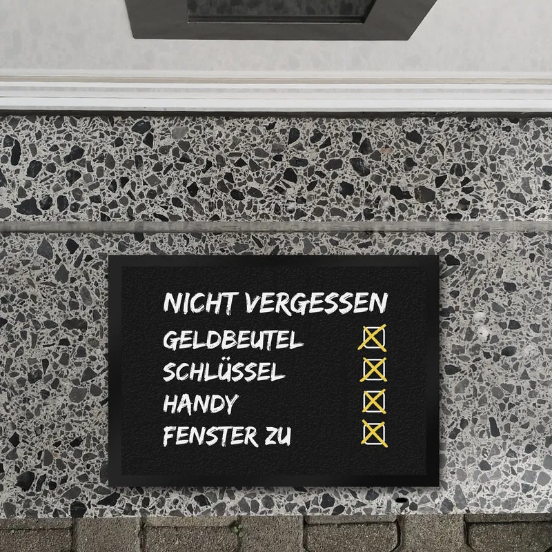 Nicht vergessen - Checkliste Fußmatte
