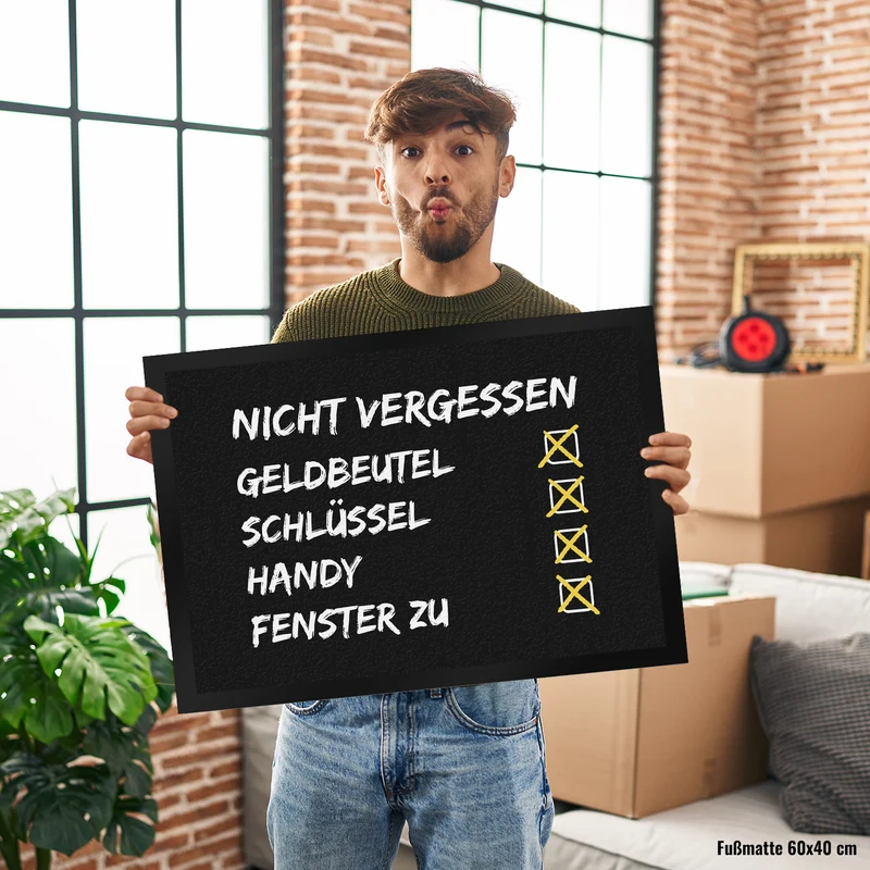 Nicht vergessen - Checkliste Fußmatte