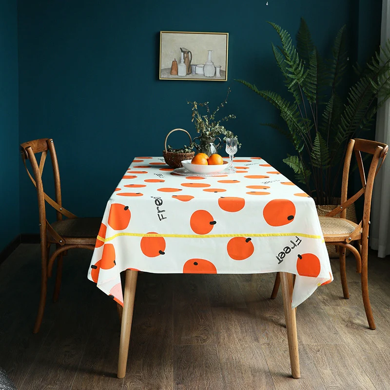 Rechteckige Baumwollmisch-Tischdecke mit fruchtigem Orangen-Print und pflegeleichtem Finish Karnz