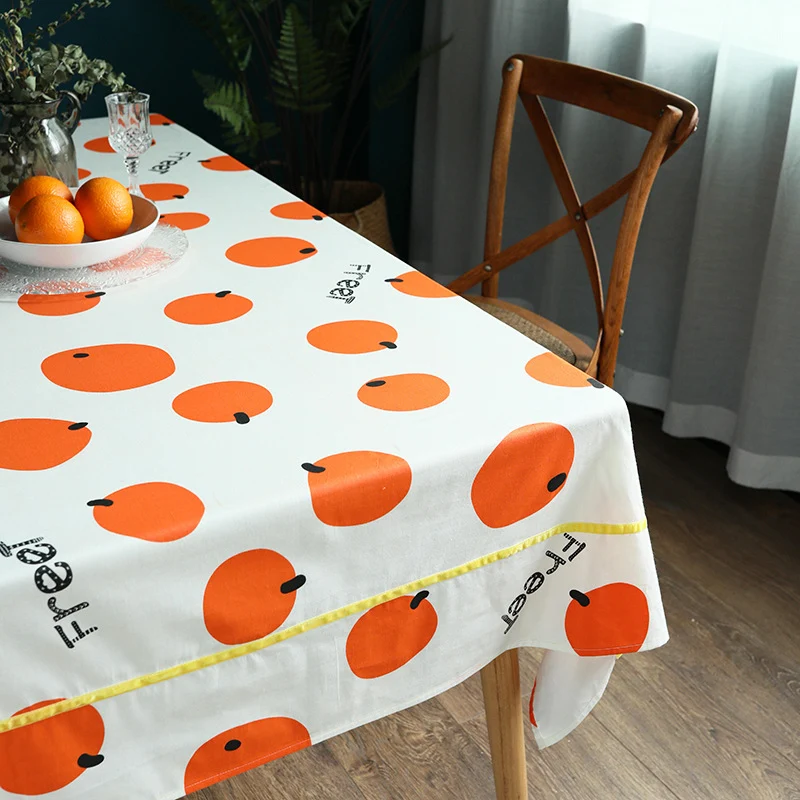 Rechteckige Baumwollmisch-Tischdecke mit fruchtigem Orangen-Print und pflegeleichtem Finish Karnz