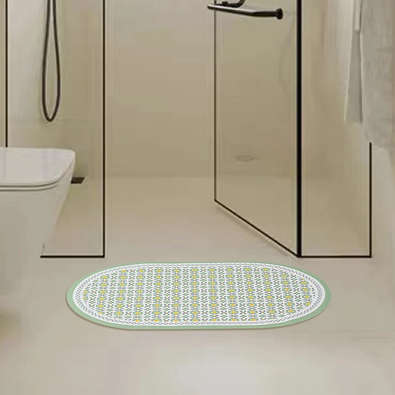 Ovaler rutschfester Vinyl-Fußmatte mit feinem Mosaik-Print und wasserabweisender Oberfläche Karnz