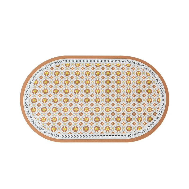 Ovaler rutschfester Vinyl-Fußmatte mit feinem Mosaik-Print und wasserabweisender Oberfläche Karnz