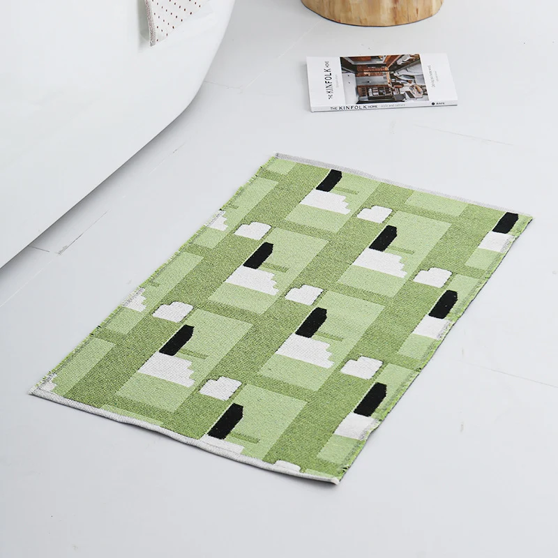 Moderner geometrischer Badezimmer-Teppich aus flachgewebter Baumwolle mit rutschfester Unterseite Karnz