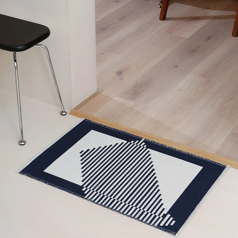 Moderner geometrischer Badezimmer-Teppich aus flachgewebter Baumwolle mit rutschfester Unterseite Karnz