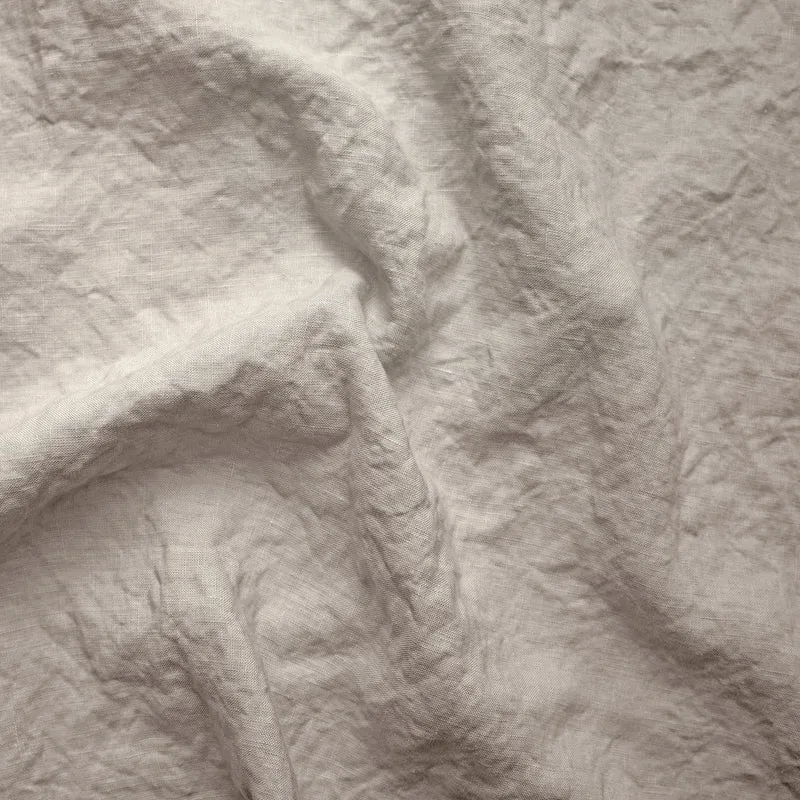 Kurzer Leinen-Bademantel für Damen mit Rüschen in Naturbeige - Lara