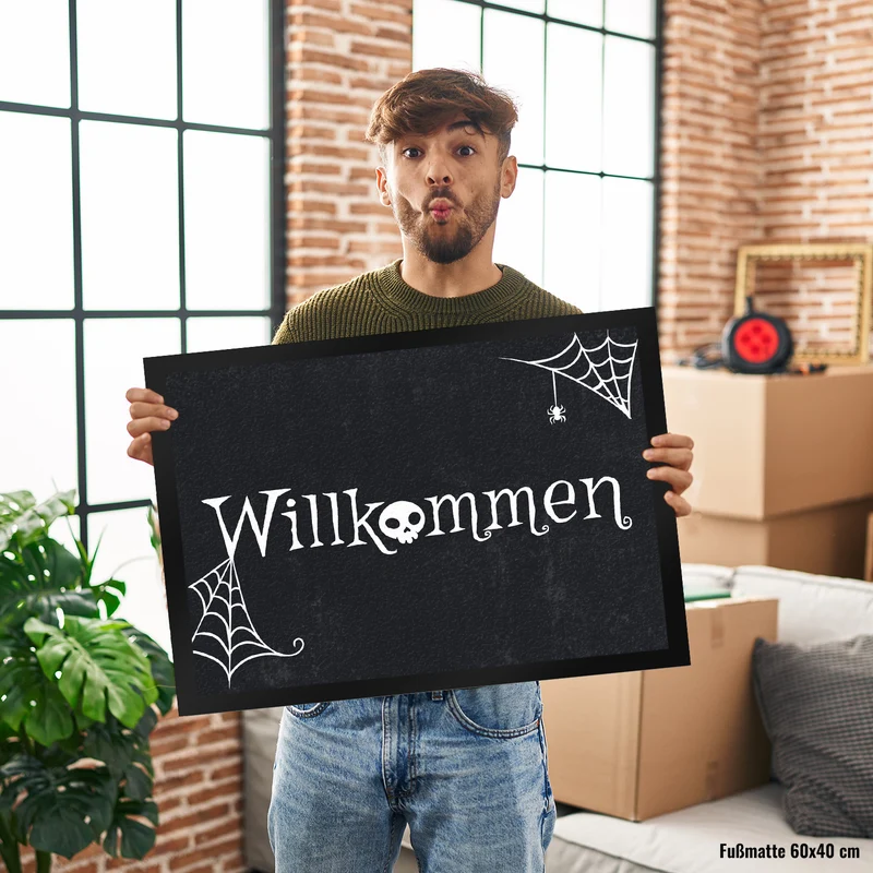 Willkommen Halloween Fußmatte mit grusligen Motiven