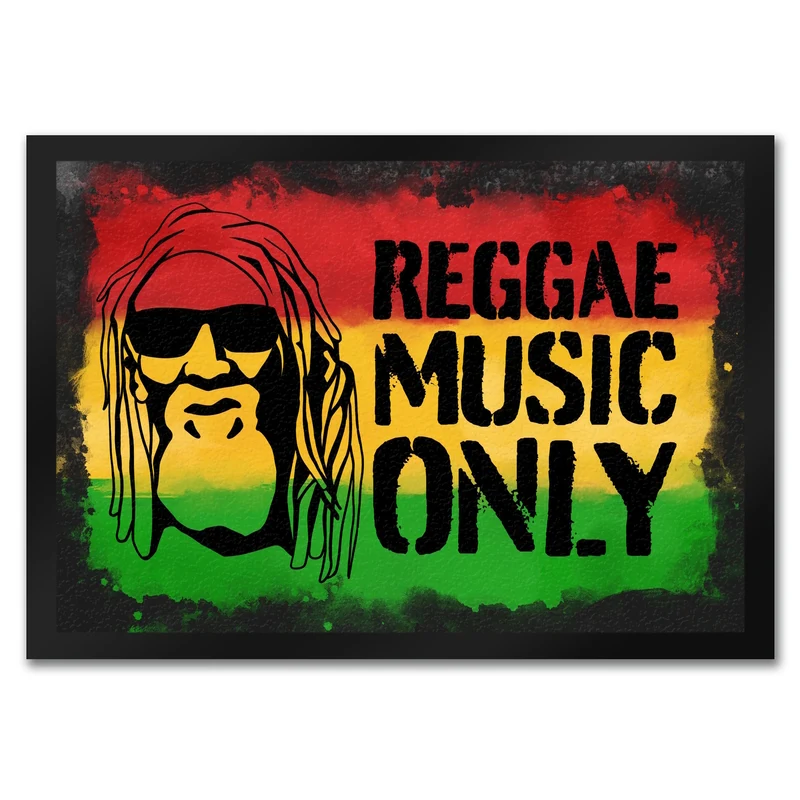 Reggae Music Only Fußmatte für Reggae Fans mit Rastafari Gesicht