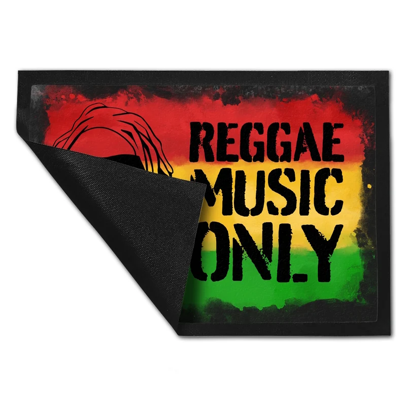 Reggae Music Only Fußmatte für Reggae Fans mit Rastafari Gesicht