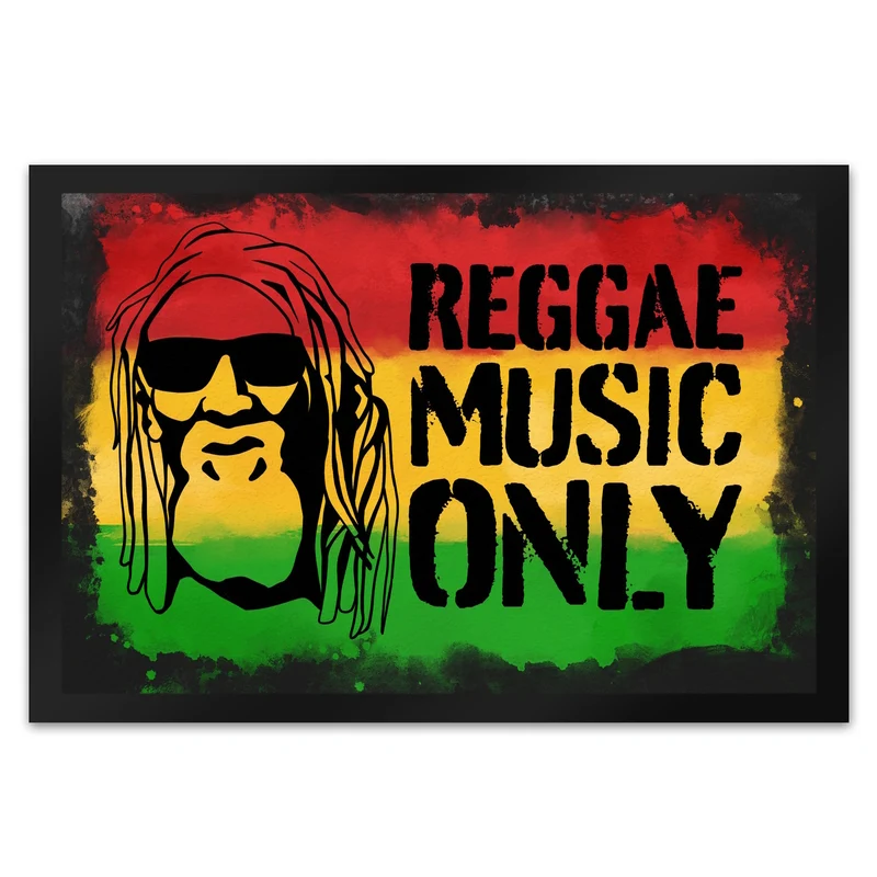 Reggae Music Only Fußmatte für Reggae Fans mit Rastafari Gesicht