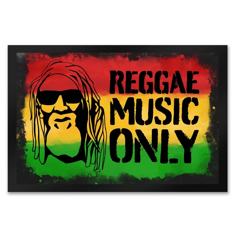 Reggae Music Only Fußmatte für Reggae Fans mit Rastafari Gesicht
