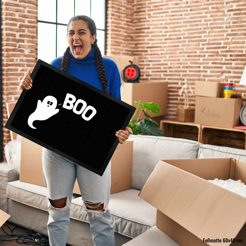 Gespenst Fußmatte mit Spruch: Boo
