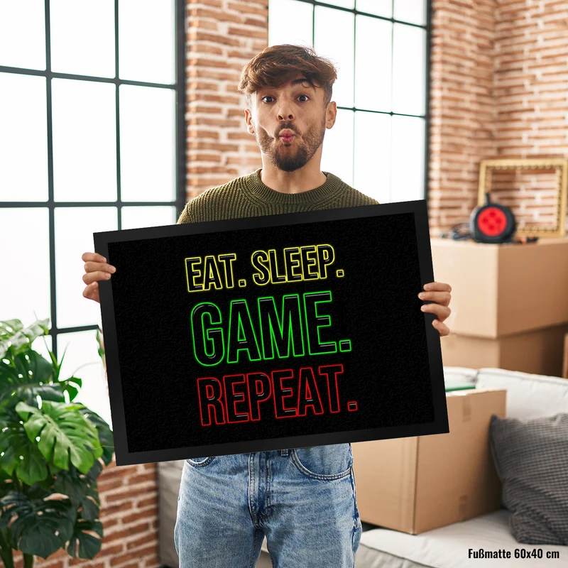 Eat. Sleep. Game. Repeat. Zocker Fußmatte