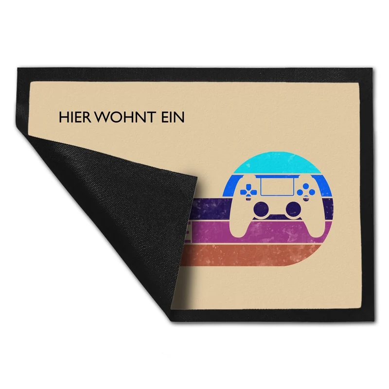 Hier wohnt ein Social Distance Experte Fußmatte mit Gamer-Motiv