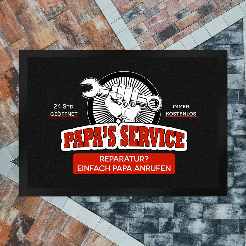 Papa's Service Fußmatte mit Werkstattmotiv