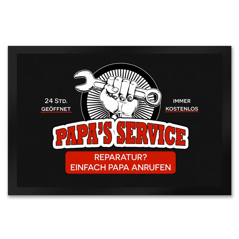 Papa's Service Fußmatte mit Werkstattmotiv
