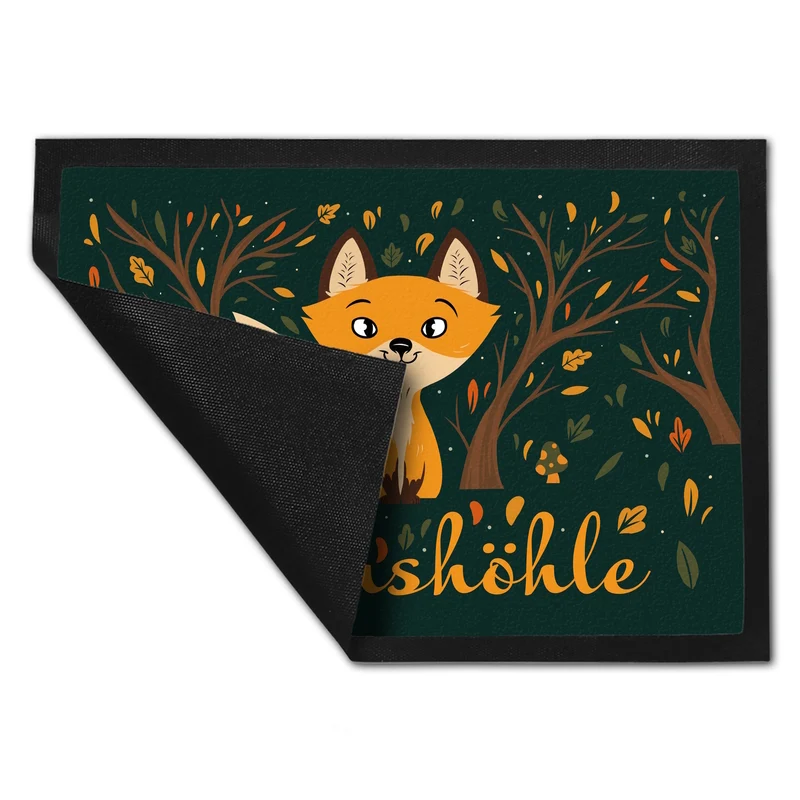 Fußmatte mit niedlichem Fuchs im Wald und Herbst Motiven - Fuchshöhle