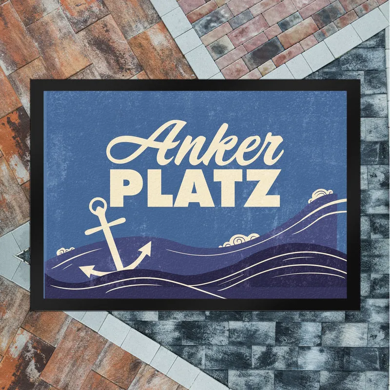 Fußmatte mit Meer Motiv und Anker - Ankerplatz mit Wellen an der Nordsee