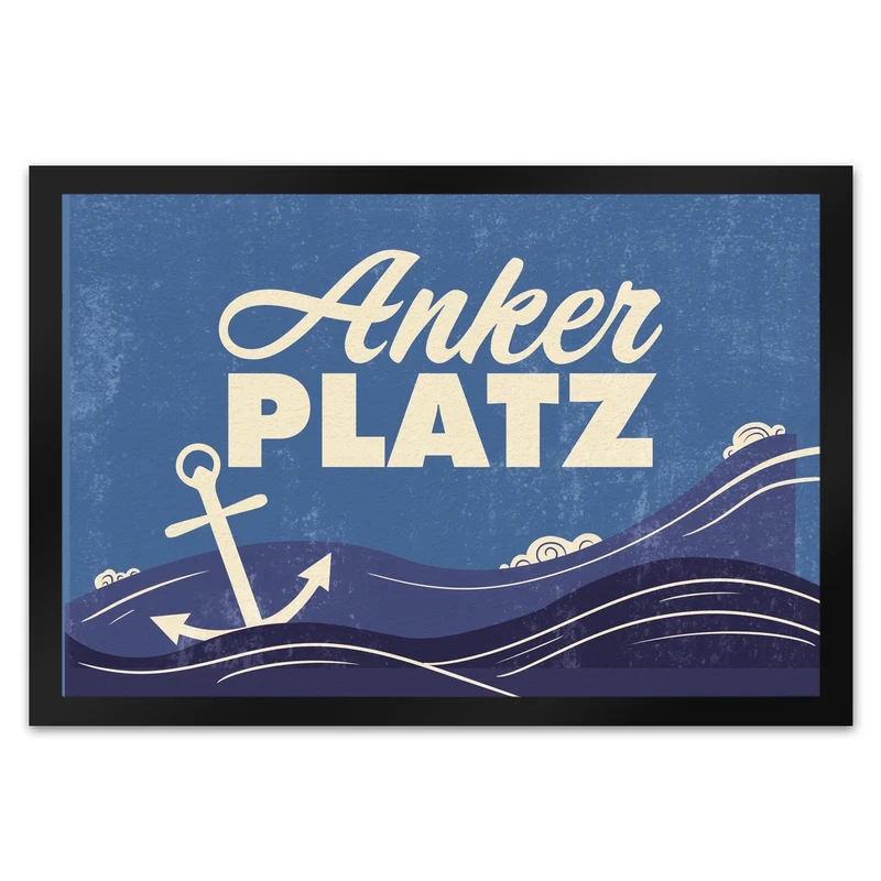 Fußmatte mit Meer Motiv und Anker - Ankerplatz mit Wellen an der Nordsee
