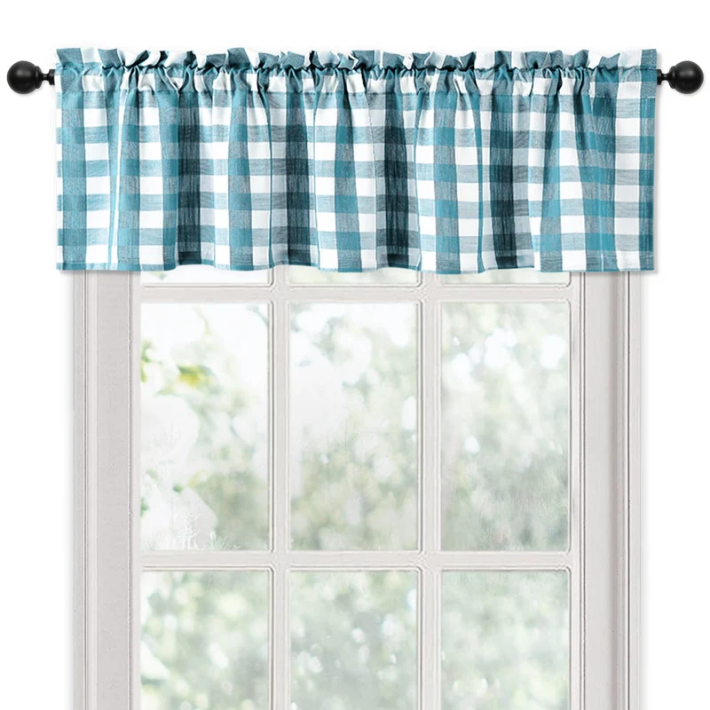 Garvee Valance Buffalo Check Tende per Cucina Mezza Finestra 56" Lunghe Poliestere Filtrante Luce