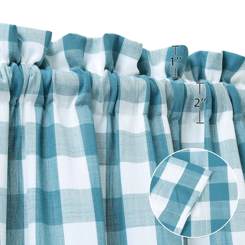 Garvee Valance Buffalo Check Tende per Cucina Mezza Finestra 56" Lunghe Poliestere Filtrante Luce