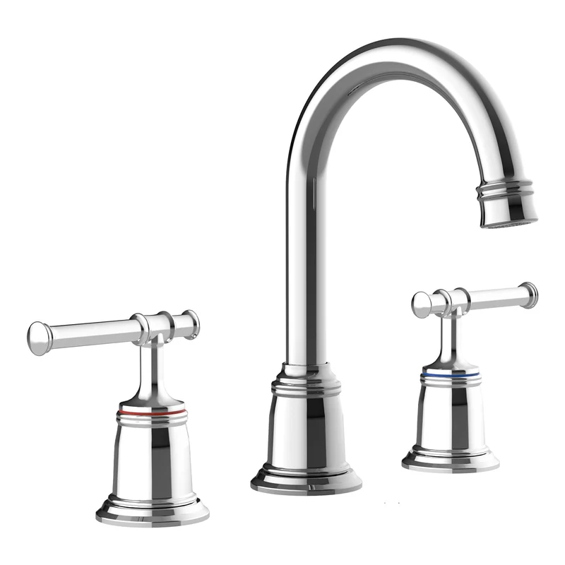 Garvee Rubinetto Bagno 8 Pollici Widespread Nichel Spazzolato, 2 Maniglie, Getto Rotante 360°, Acciaio Inossidabile, Lavabo 3 Fori