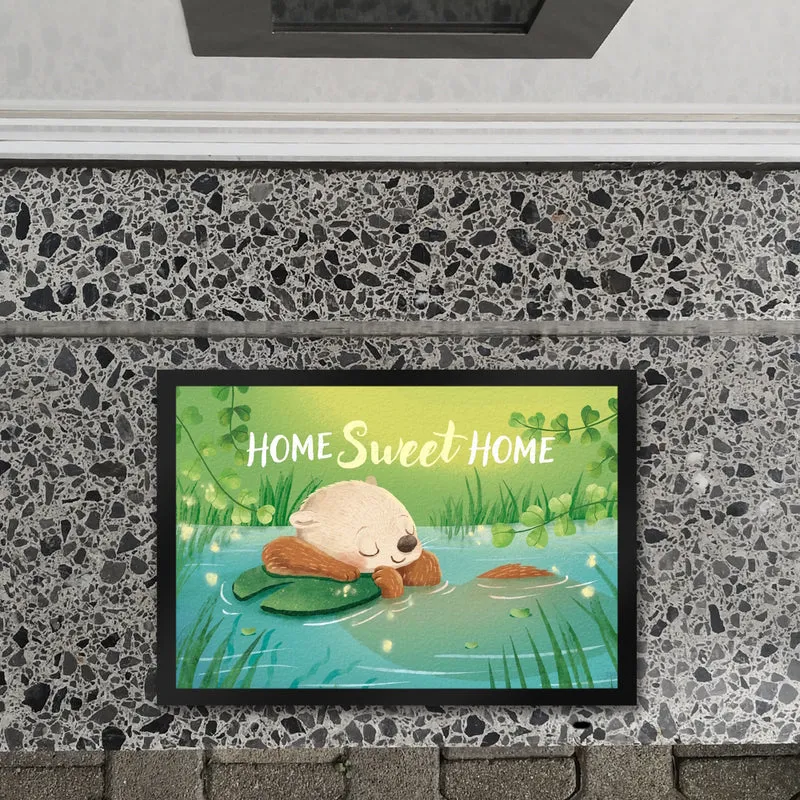 Schlafender Otter Fußmatte in 35x50 cm mit Spruch Home Sweet Home