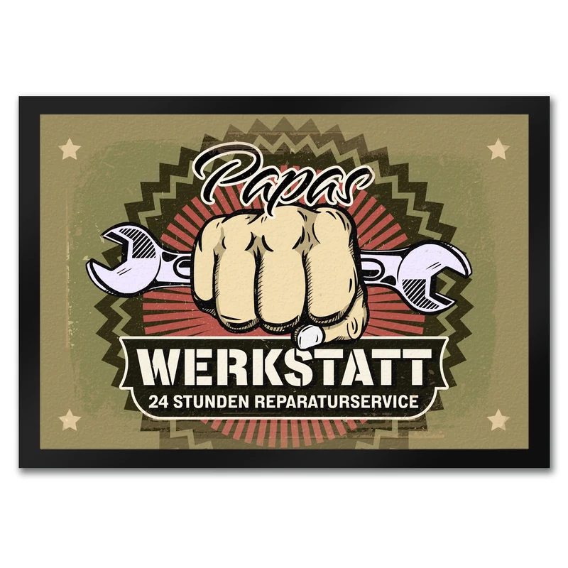 Papas Werkstatt Fußmatte im rostigen Retrolook