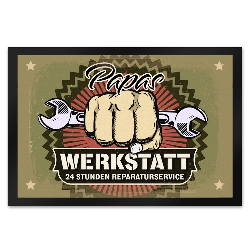 Papas Werkstatt Fußmatte im rostigen Retrolook