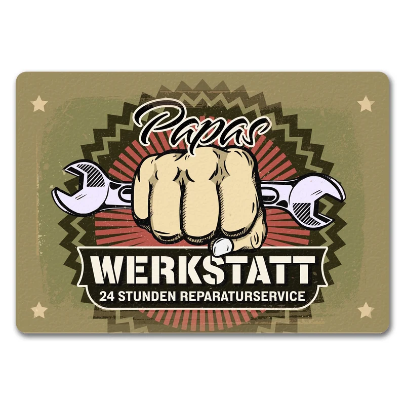 Papas Werkstatt Fußmatte im rostigen Retrolook