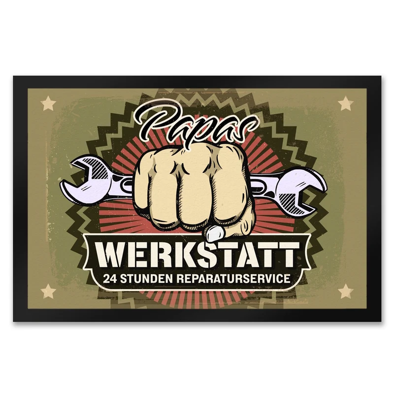 Papas Werkstatt Fußmatte im rostigen Retrolook