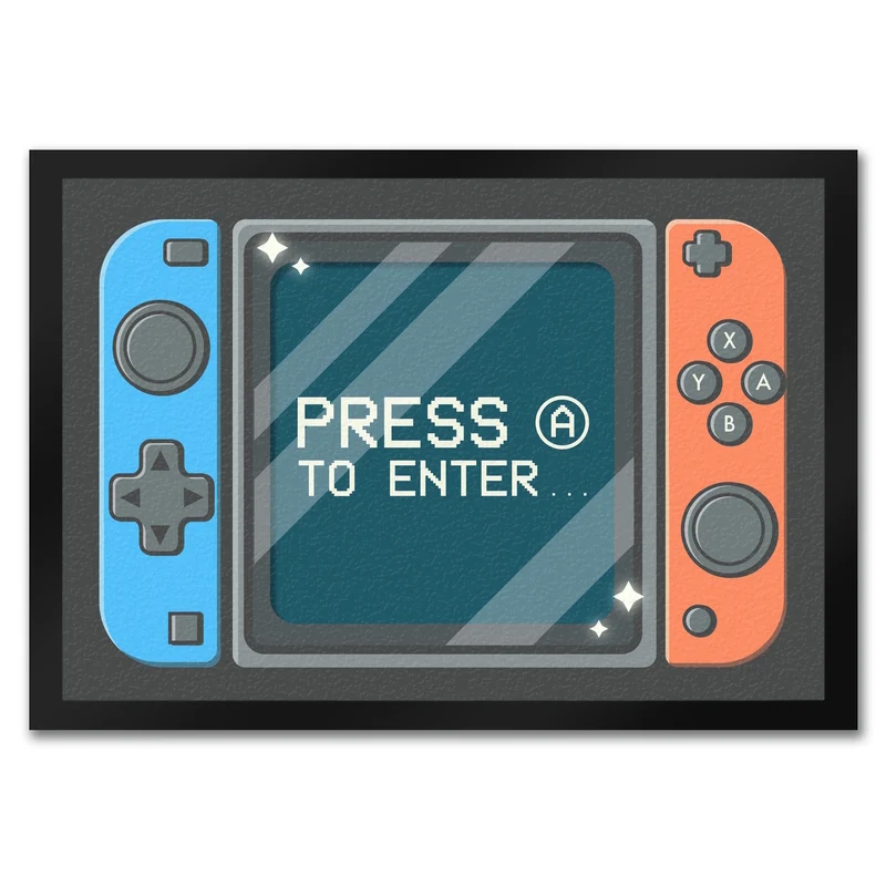 Press A to enter Fußmatte mit coolem Gamer Konsolen Motiv