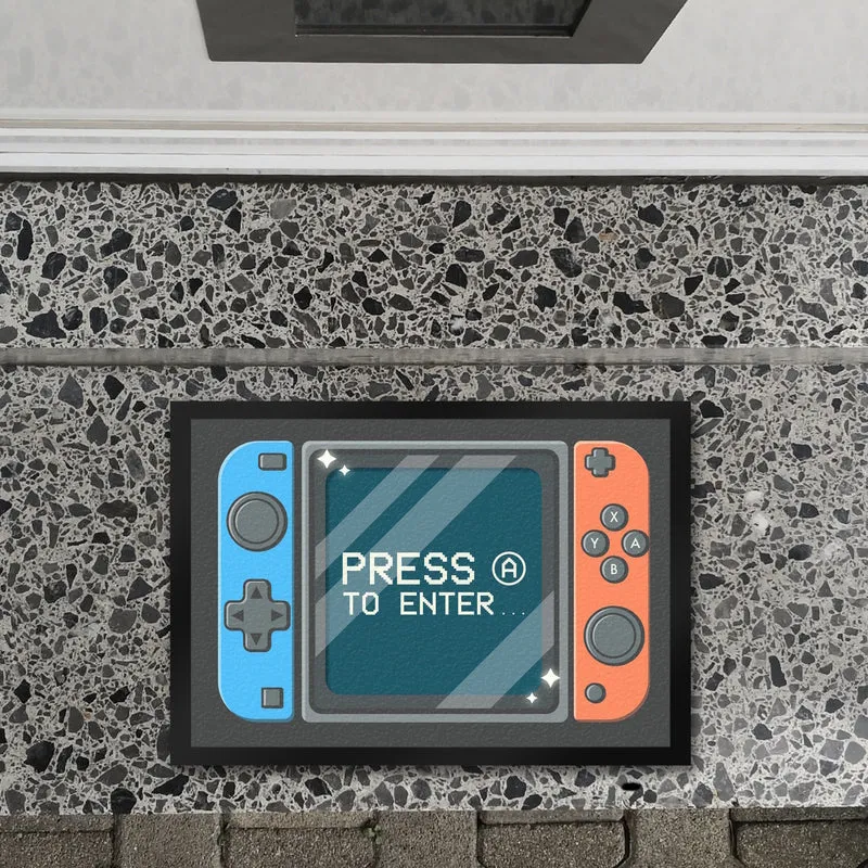 Press A to enter Fußmatte mit coolem Gamer Konsolen Motiv