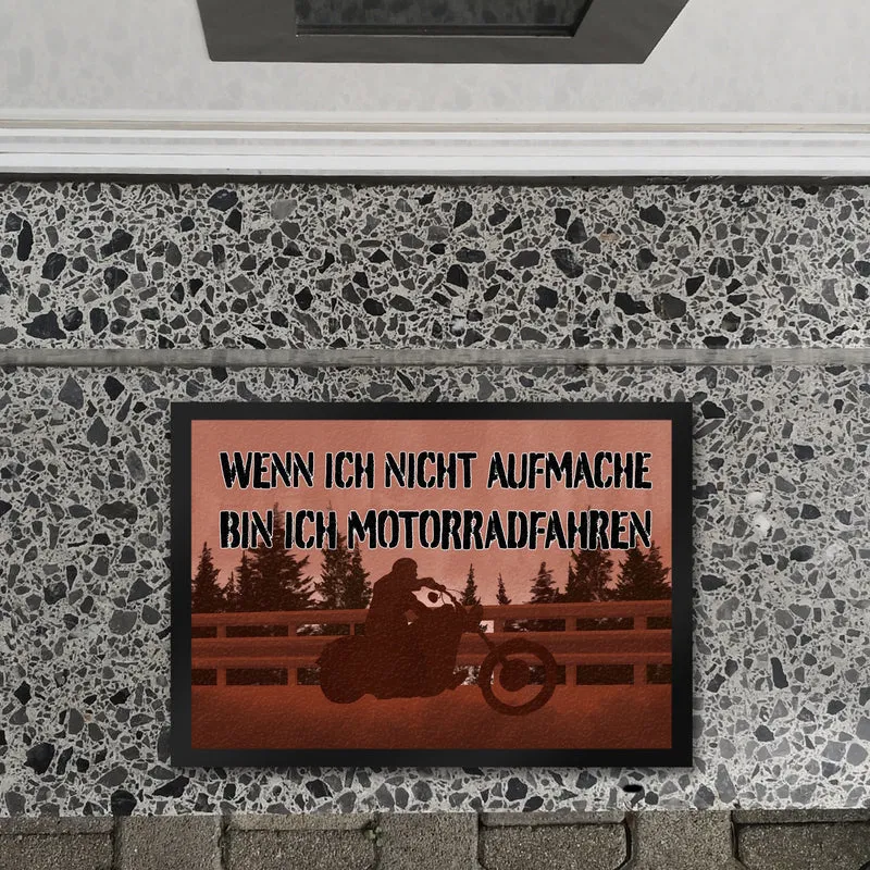 Wenn ich nicht aufmache bin ich Motorradfahren Fußmatte mit Chopper