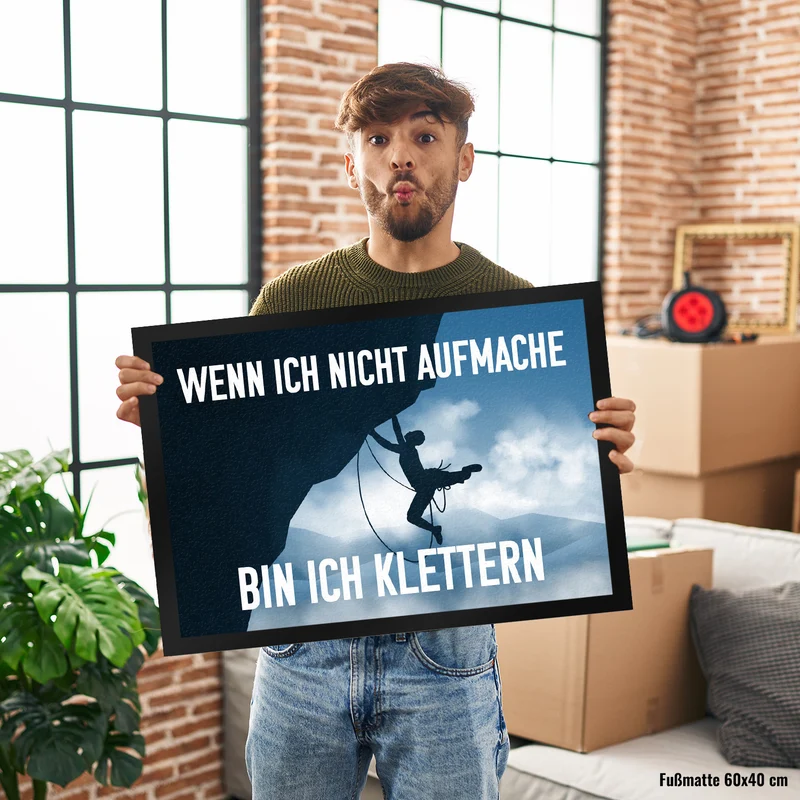 Wenn ich nicht aufmache bin ich klettern Fußmatte mit Kletterer-Motiv