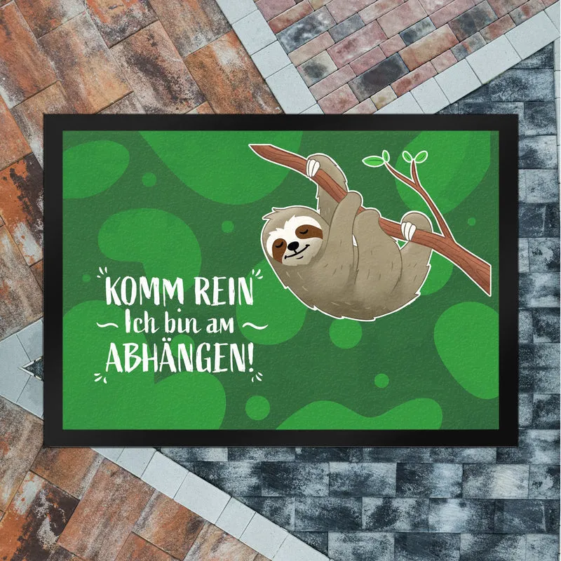 Komm rein ich bin am Abhängen Fußmatte mit süßem Faultier