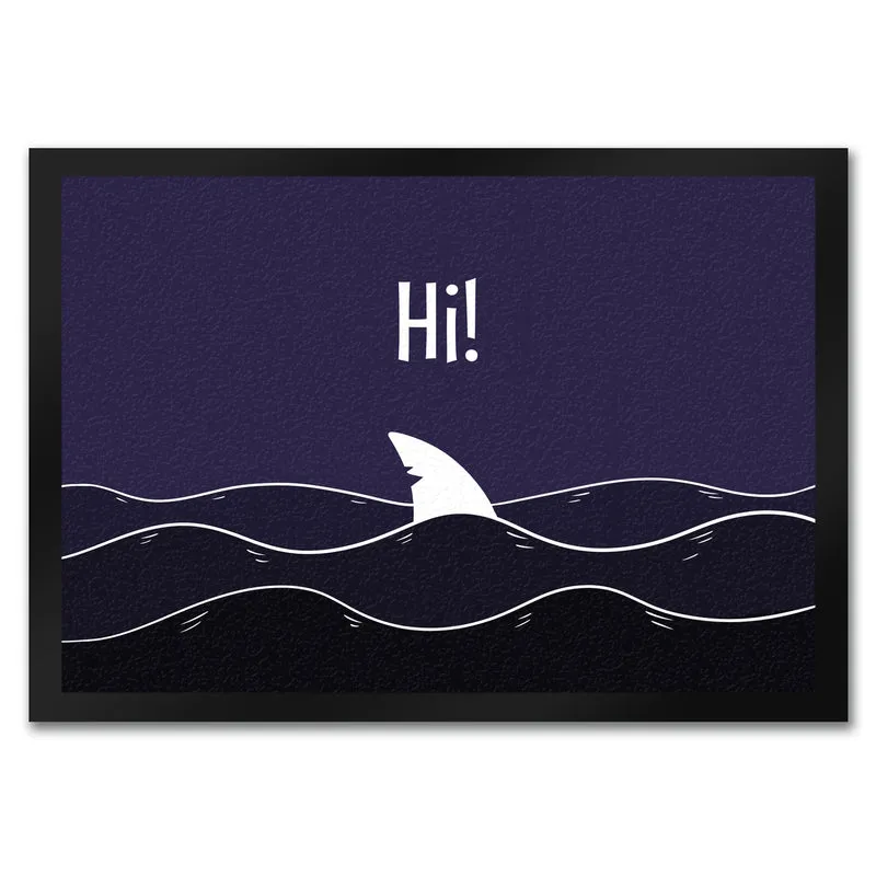 Hi! Lustige Hai Fußmatte mit Haifischflosse und Meeresmotiv