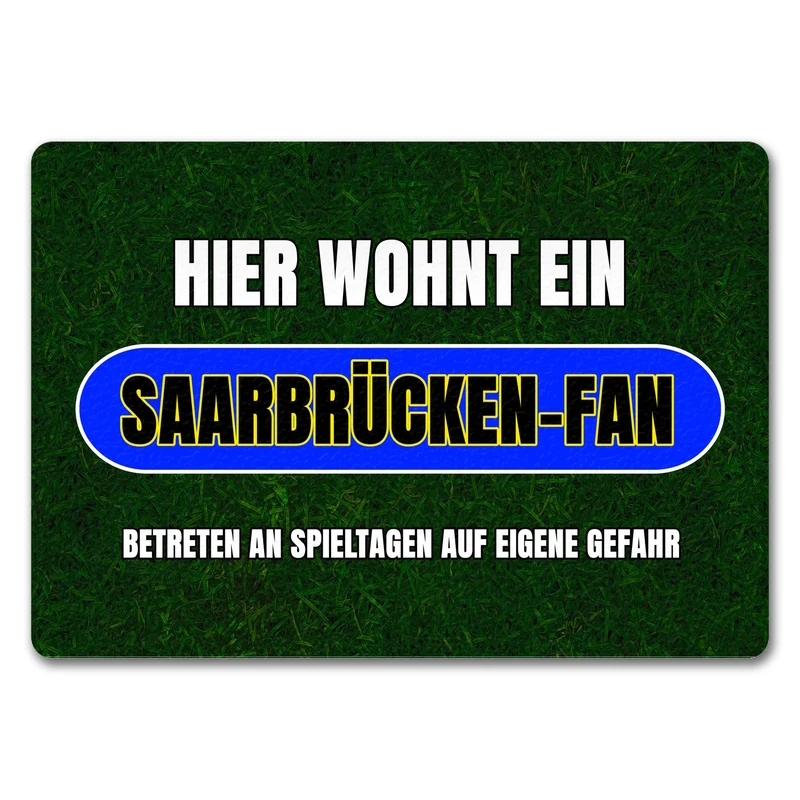 Hier wohnt ein Saarbrücken-Fan Fußmatte in 35x50 cm mit Rasenmotiv
