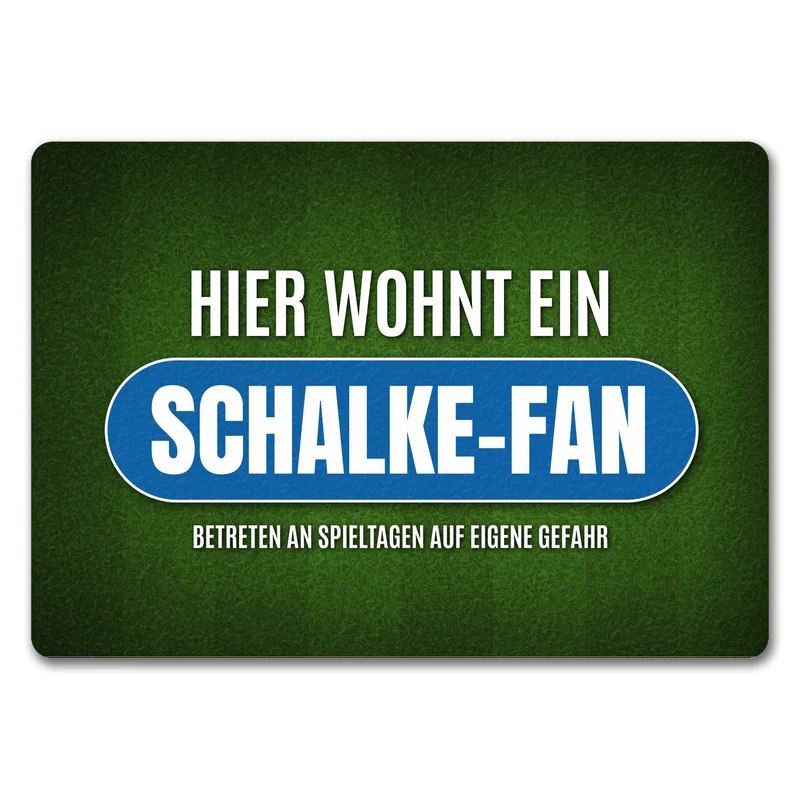 Hier wohnt ein Schalke-Fan Fußmatte mit Rasen Motiv
