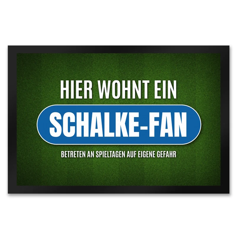 Hier wohnt ein Schalke-Fan Fußmatte mit Rasen Motiv