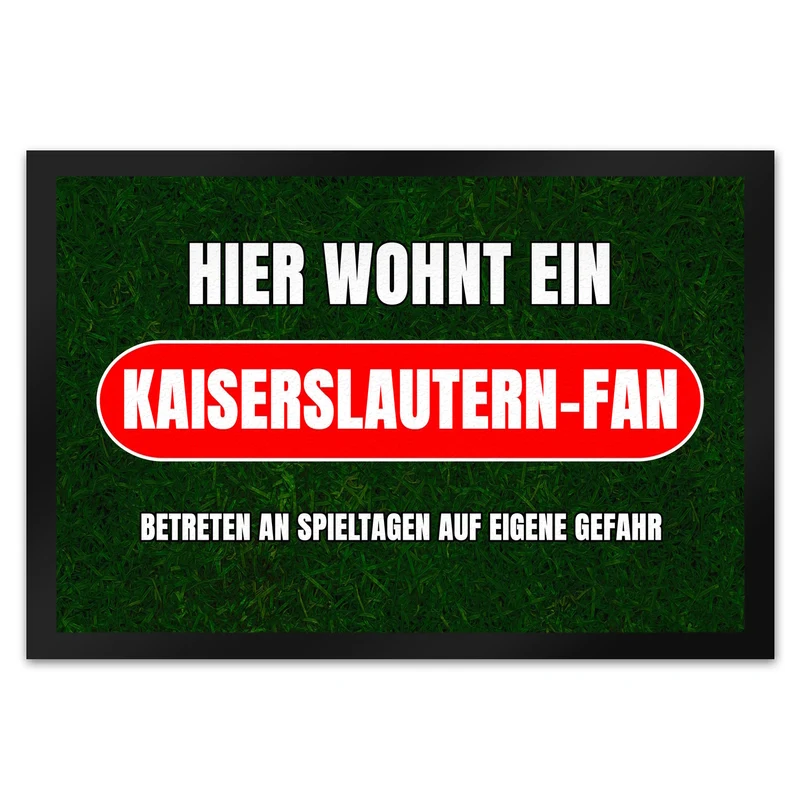 Hier wohnt ein Kaiserslautern-Fan Fußmatte in 35x50 cm mit Rasenmotiv