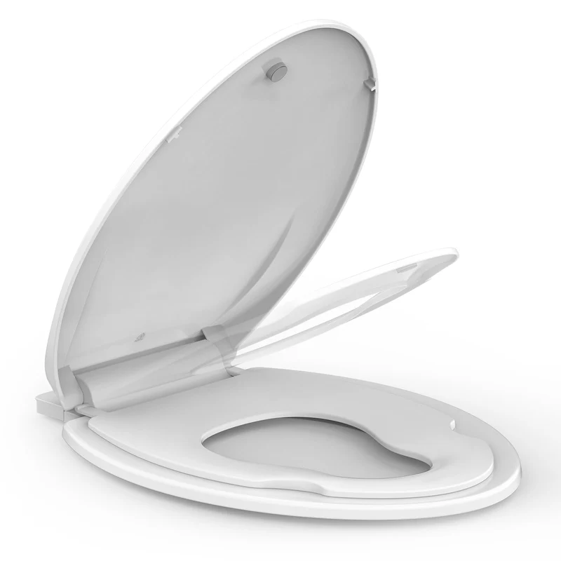 Sedile WC Garvee con seggiolino per bambini 2 in 1 per WC allungati, bagno per famiglie, polipropilene, bianco, chiusura ammortizzata, chiusura magnetica