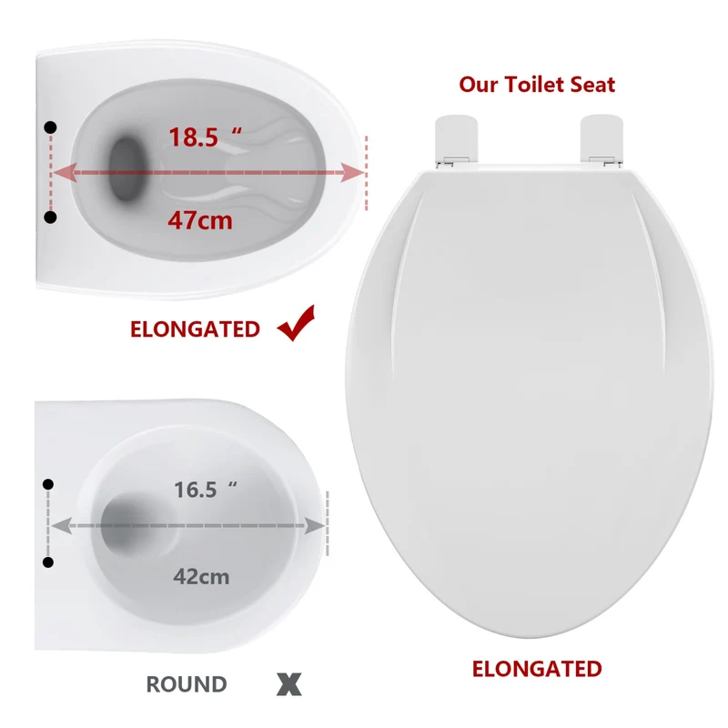 Sedile WC Garvee con seggiolino per bambini 2 in 1 per WC allungati, bagno per famiglie, polipropilene, bianco, chiusura ammortizzata, chiusura magnetica