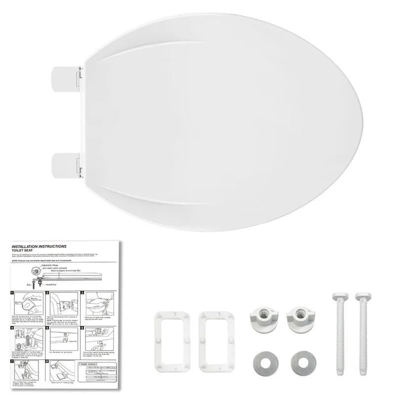Sedile WC Garvee con seggiolino per bambini 2 in 1 per WC allungati, bagno per famiglie, polipropilene, bianco, chiusura ammortizzata, chiusura magnetica